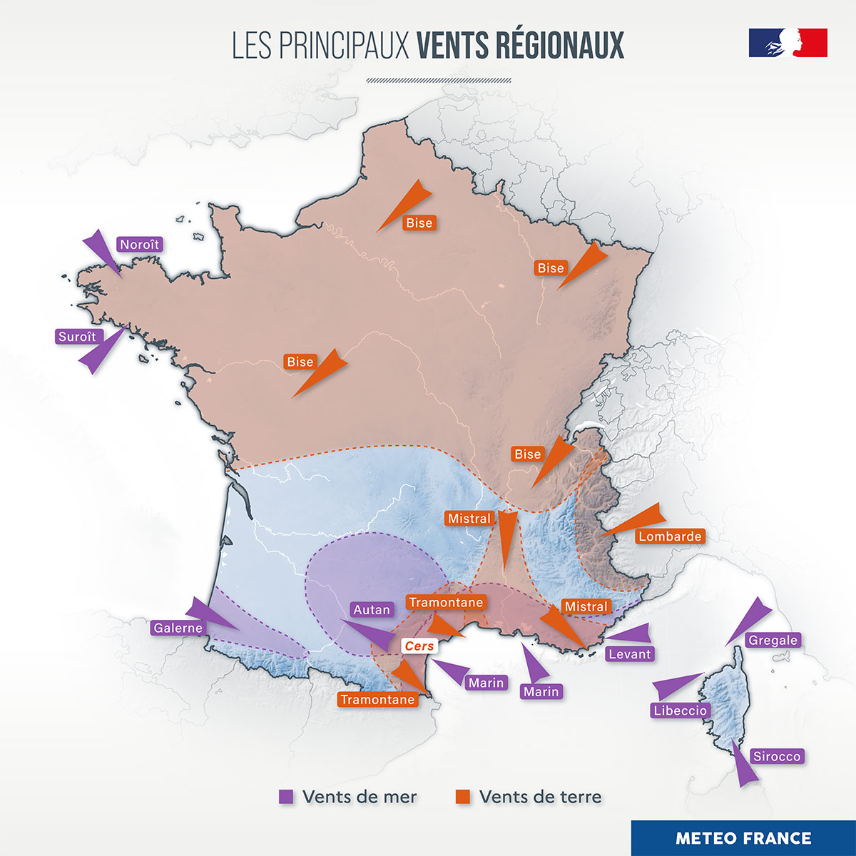 carte des vents en France